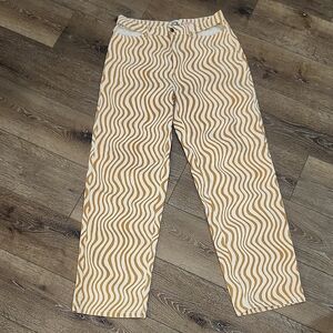 Future Collective Wild Burnt Orange Creme Wide Leg Cutout Waist Retro 32 Inseam